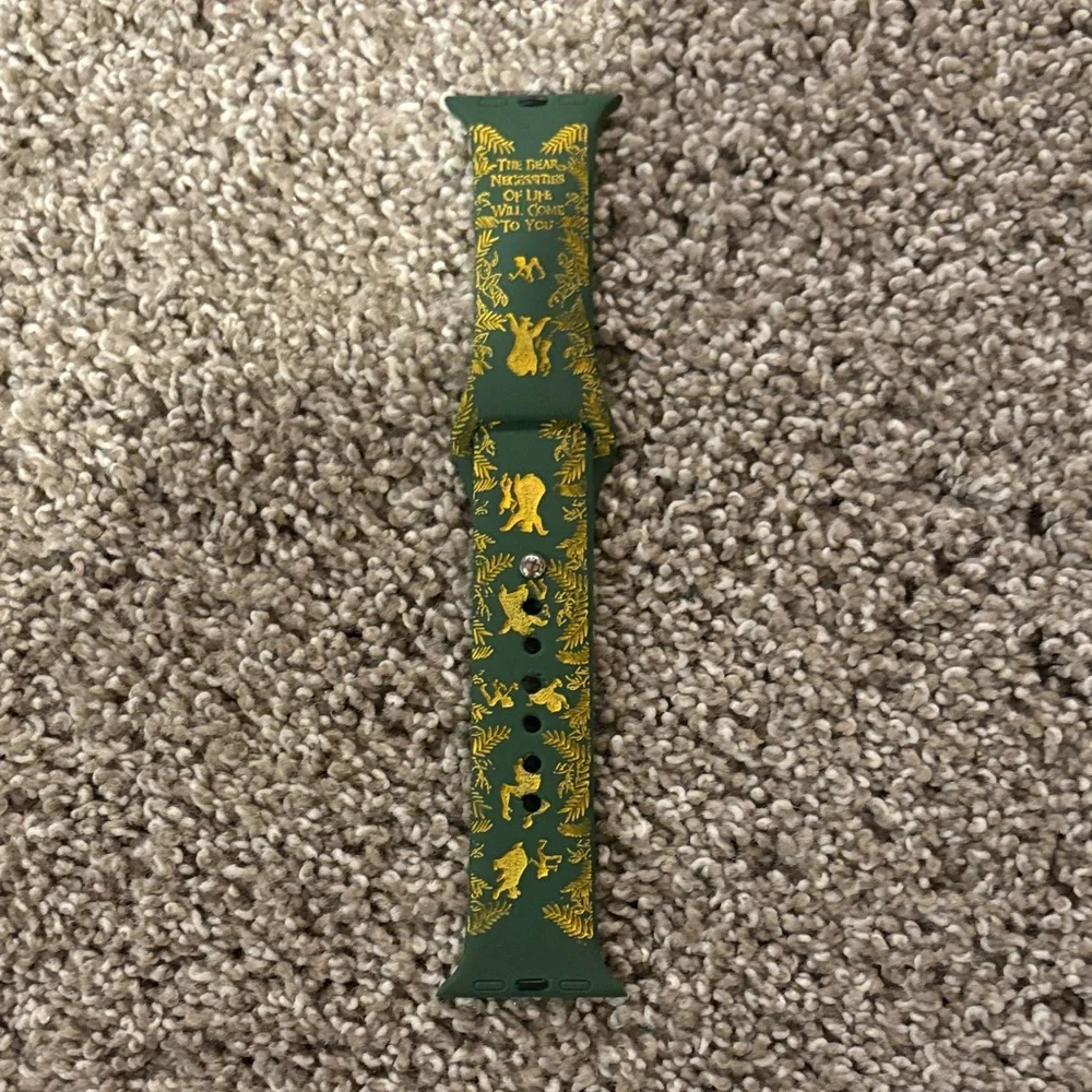 Green Silicone Watch Band with Yellow Nature Print